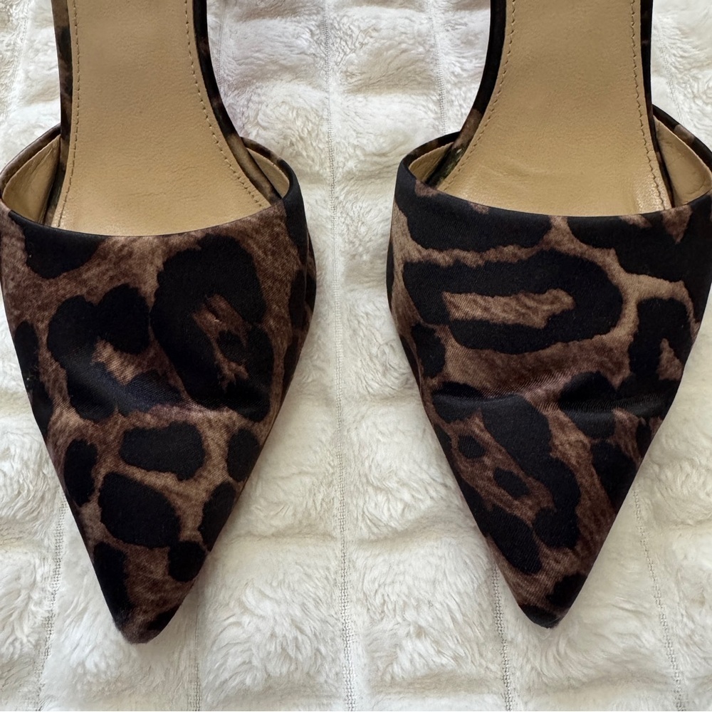 J Crew 8.5 Elsie D’Orsay Heels Pumps ~ Leopard Print Stiletto Modern Chic - Picture 3 of 10